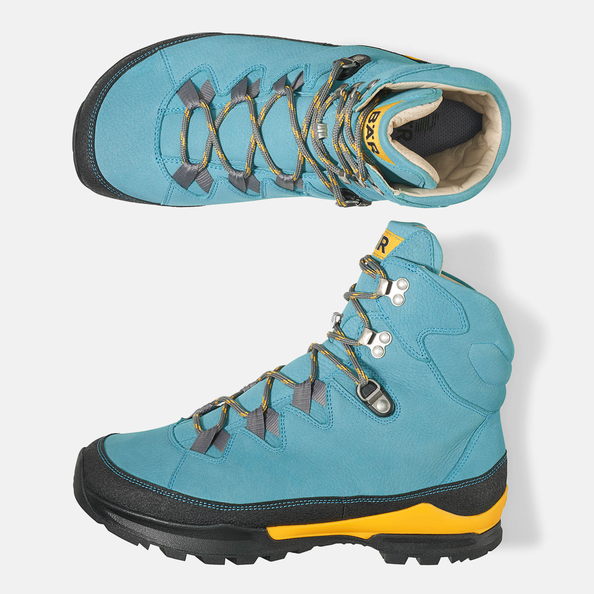 BÄR Schuhe Damenschuhe Wanderstiefel Bergkomfort Wanderstiefel 2.0 türkis/orange terracare® Rindnubuk wasserabweisend Ansicht von oben