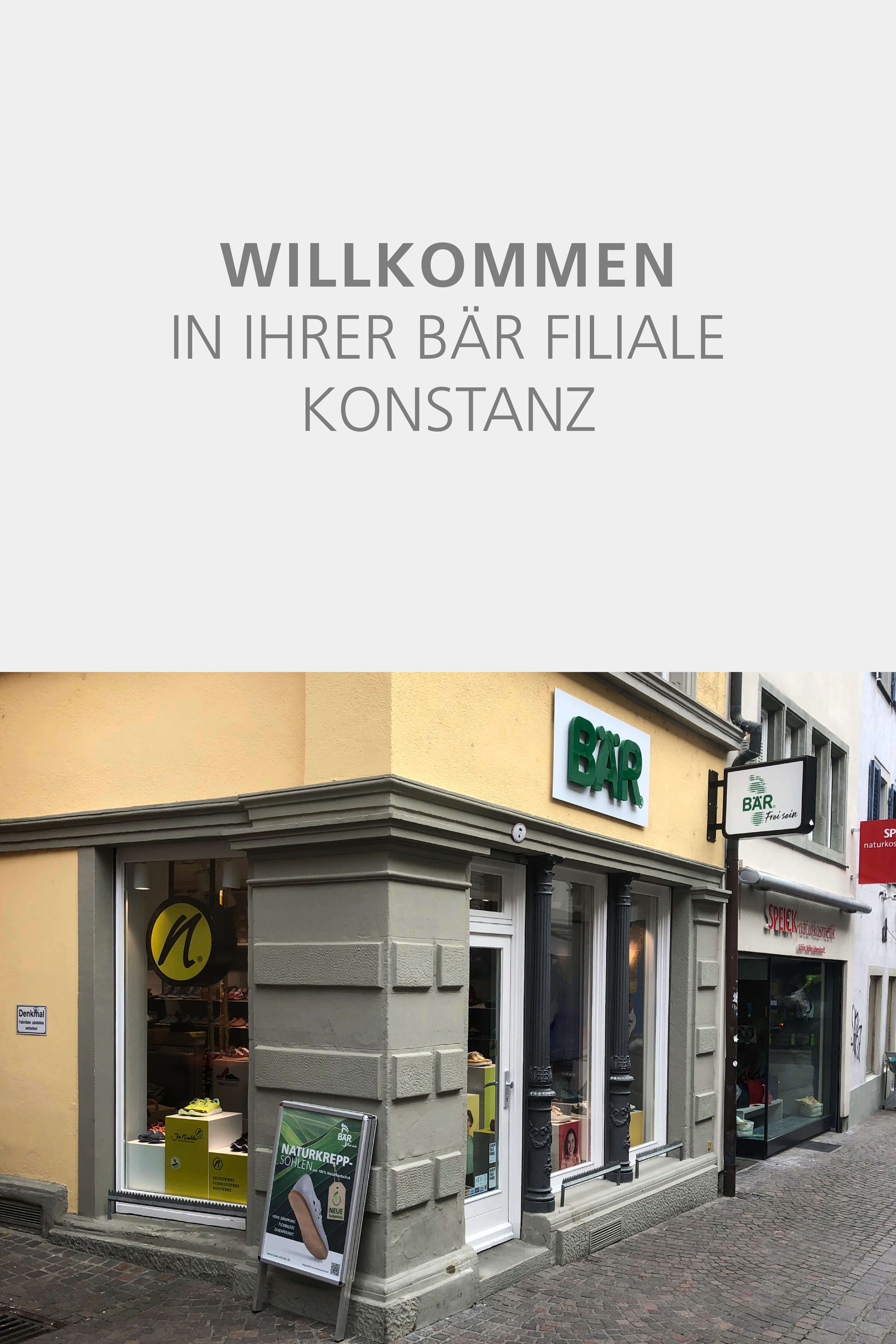 Außenansicht des BÄR Schuhgeschäfts in der Innenstadt von Konstanz