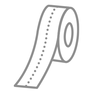 Illustration einer grauen Toilettenpapierrolle mit perforierter Linie