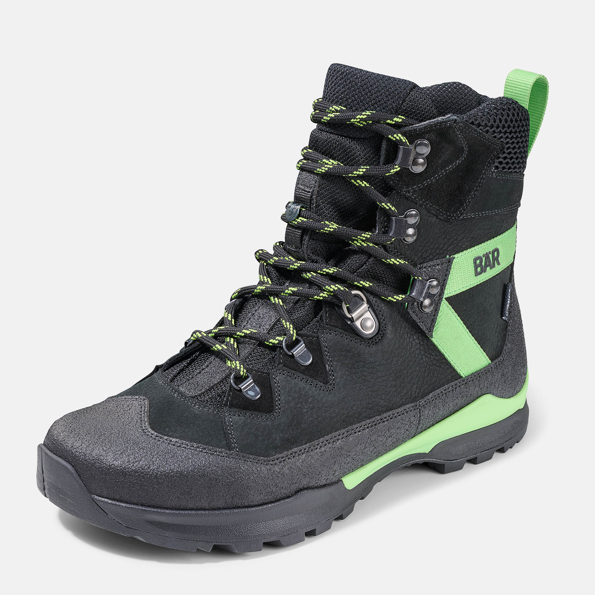 BÄR Schuhe Unisexschuhe Wanderstiefel Bergkomfort WP schwarz/grün terracare® Rindnubukleder wasserabweisend, Rindveloursleder, Textil, Produktbild