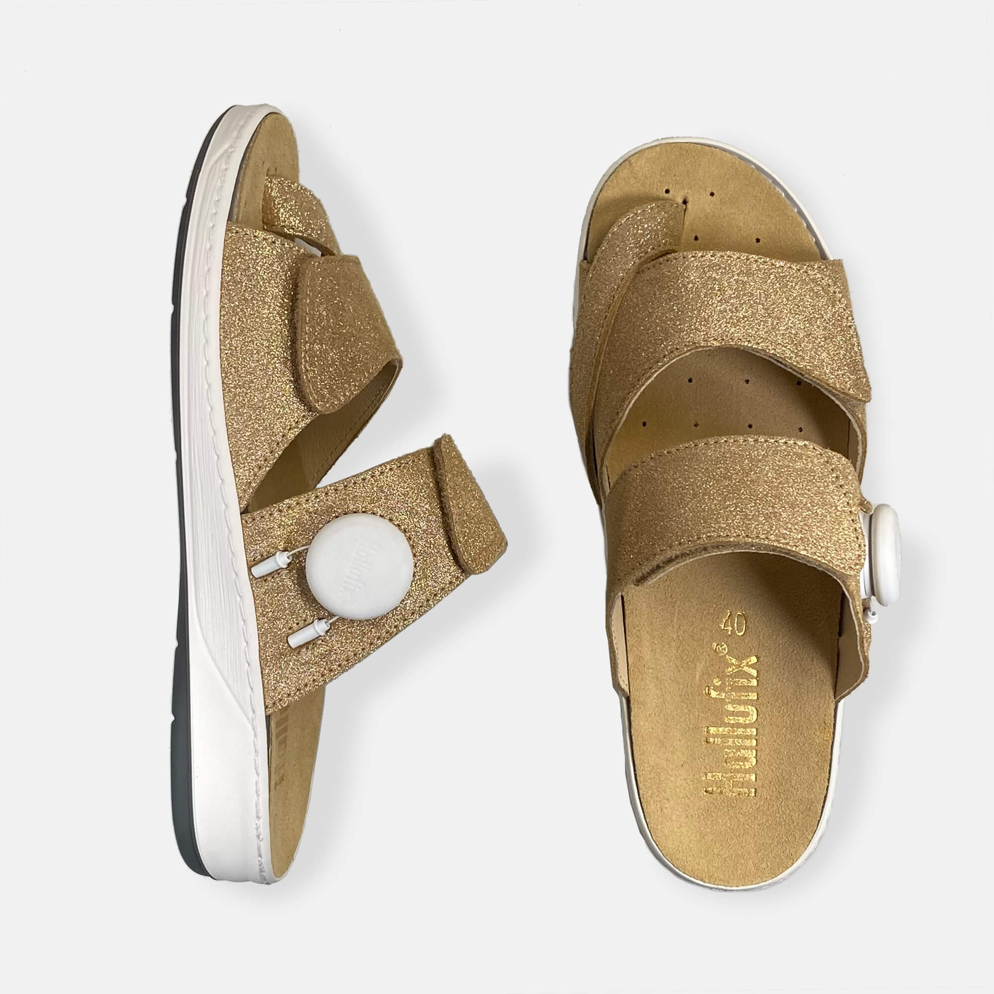 BÄR Schuhe Damenschuhe SunGo mit Hallufix gold Rindveloursleder Ansicht von oben