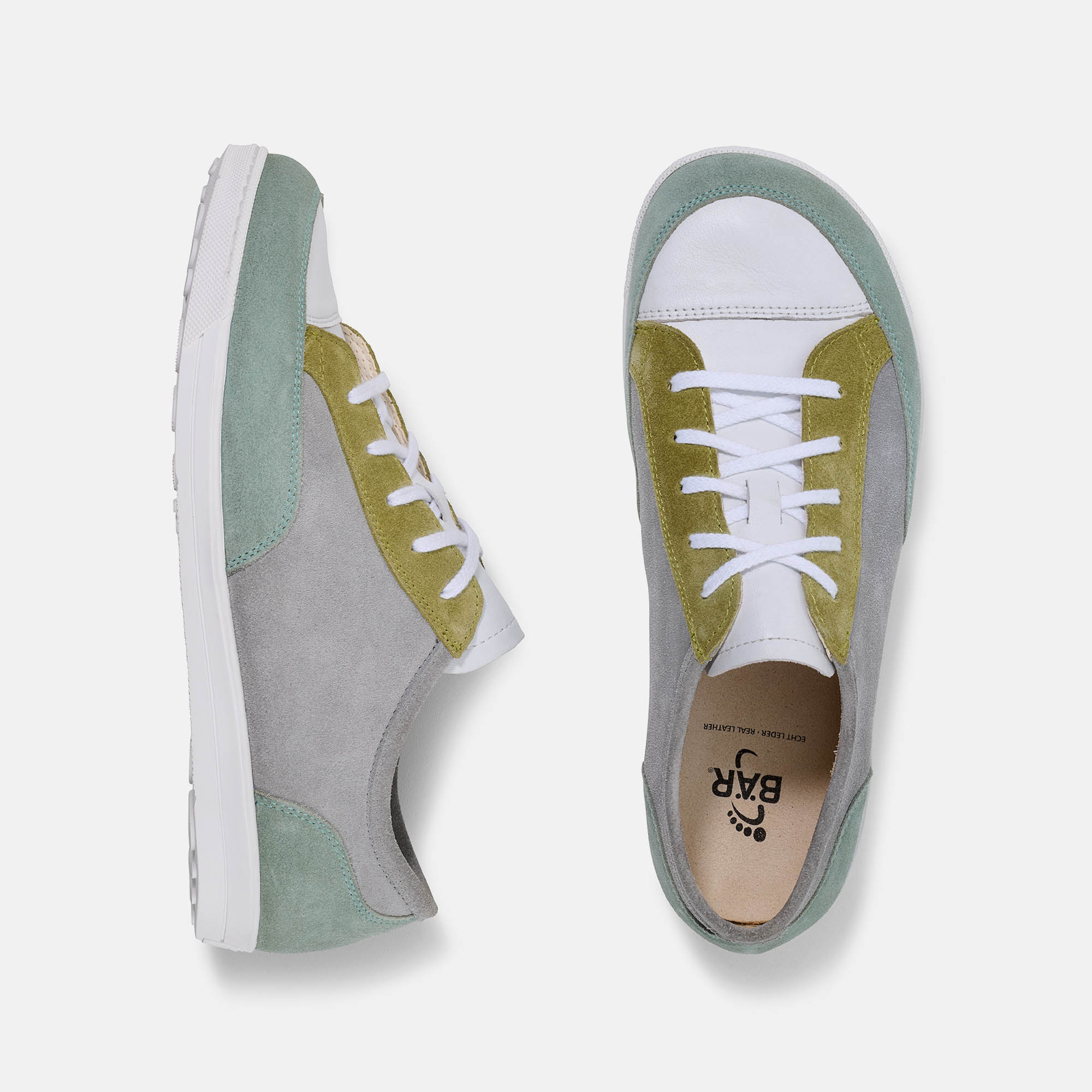 BÄR Schuhe Damenschuhe Alltag Emma 2.0 grün/weiß Kalbnappaleder, Kalbveloursleder Ansicht von oben