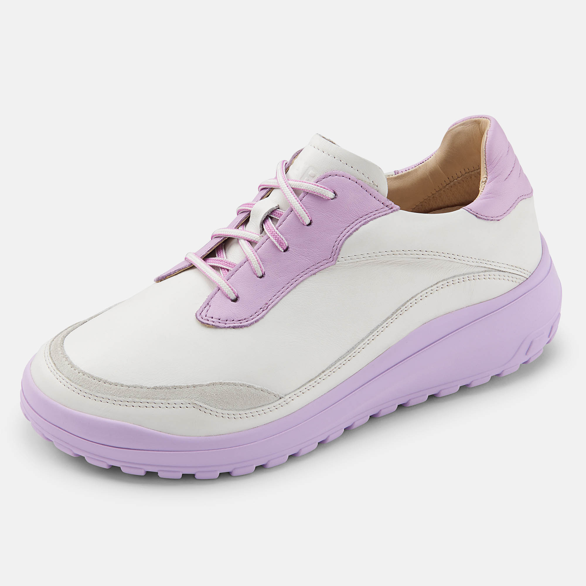 BÄR Schuhe Damenschuhe Alltag Quinn weiß/lavendel Kalbnappaleder, Kalbveloursleder Produktbild