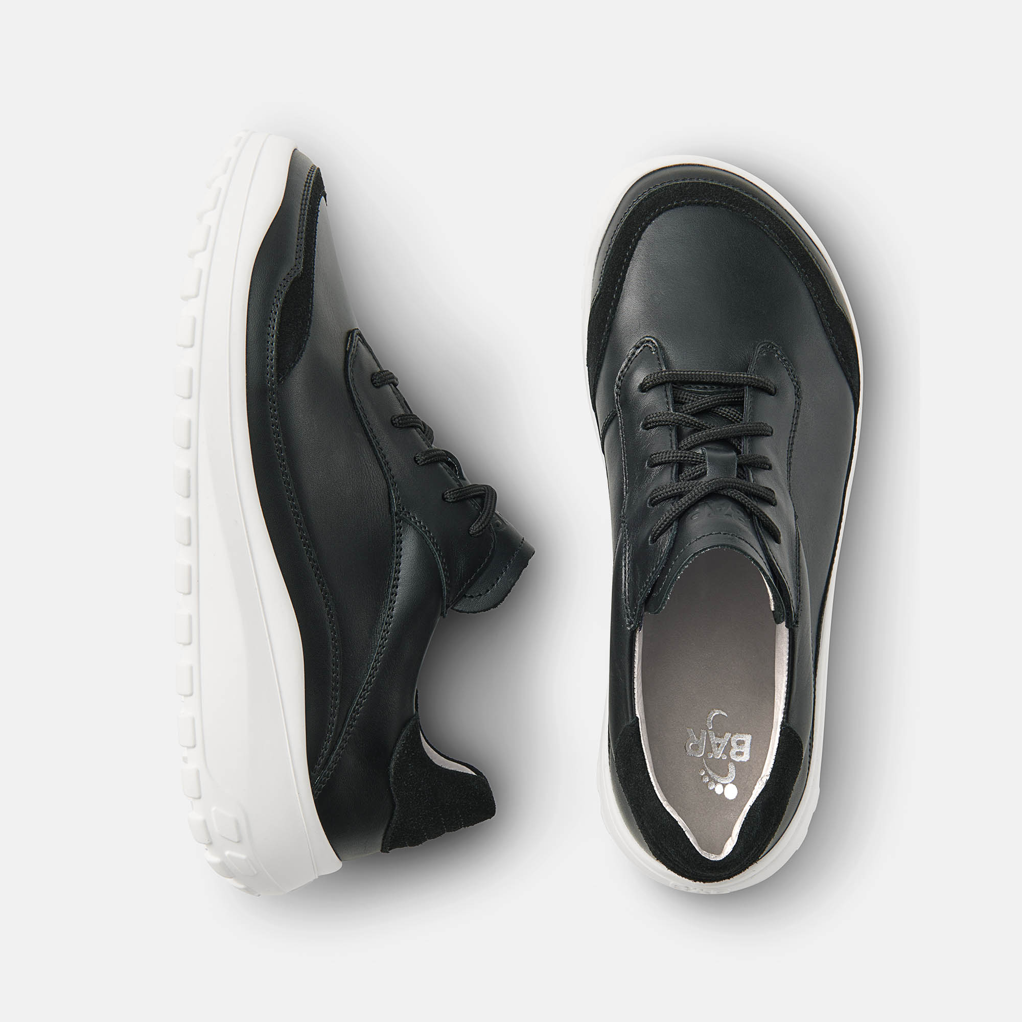 BÄR Schuhe Damenschuhe Alltag Quinn schwarz Kalbnappaleder, Kalbveloursleder Ansicht von oben