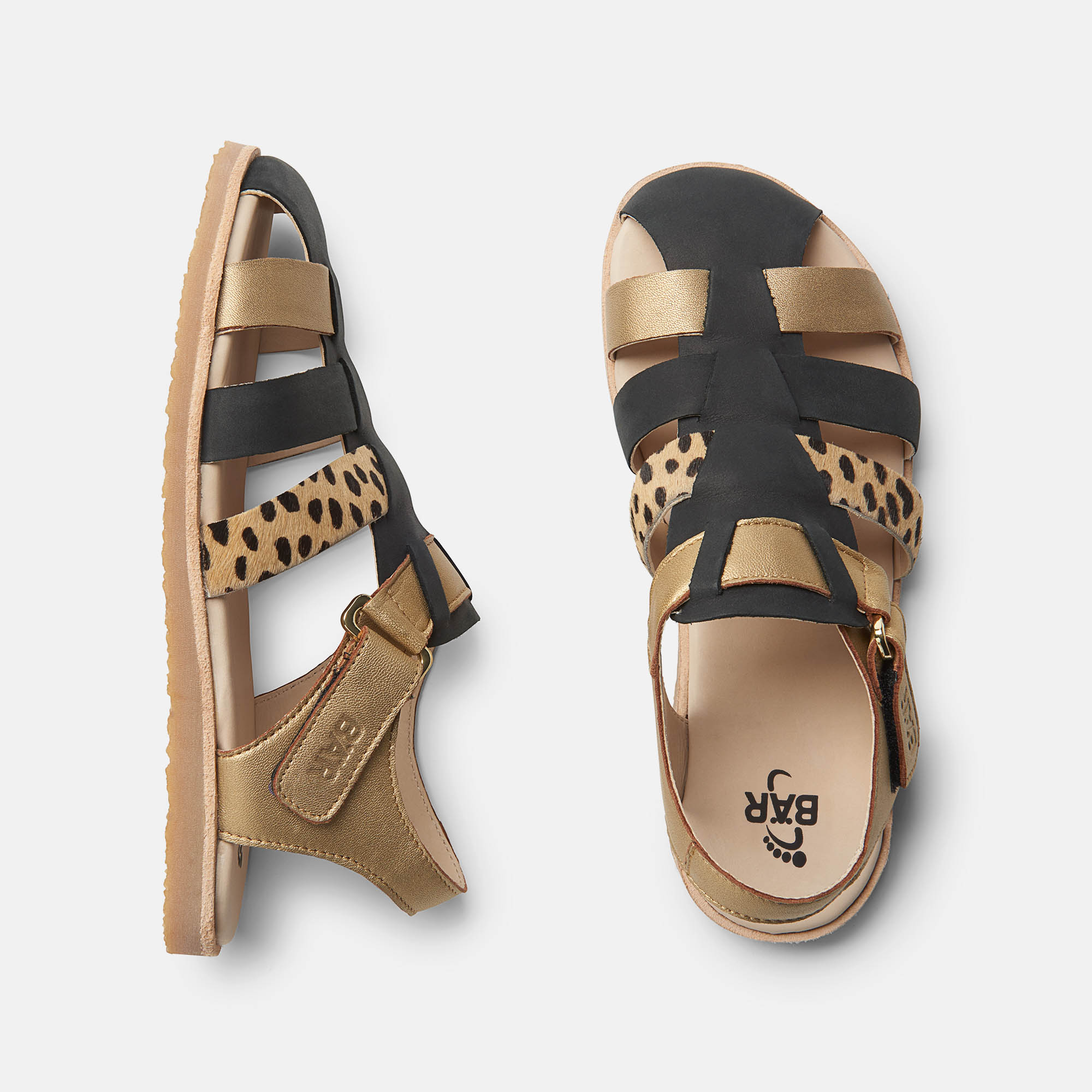 BÄR Schuhe Damenschuhe Sandaletten Demi leo Rindnappa gewachstes, Bedrucktes Kuhfell,Lammnappa Ansicht von oben