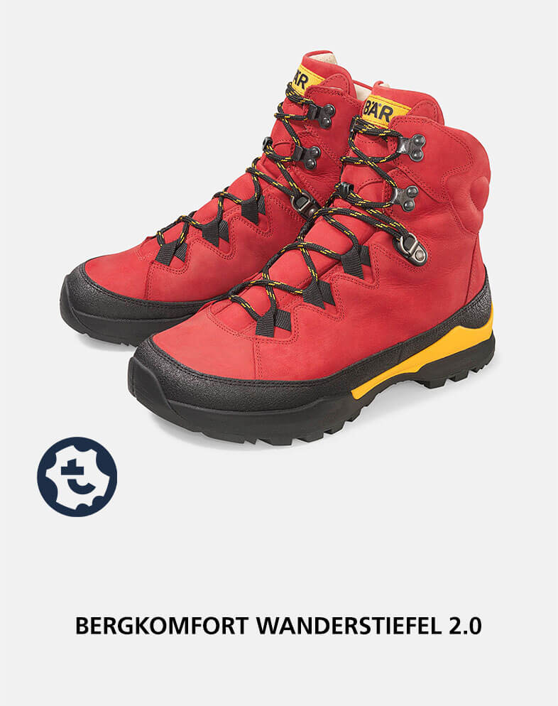 Bergkomfort Wanderstiefel 2.0 in Rot mit gelben Akzenten für Herren