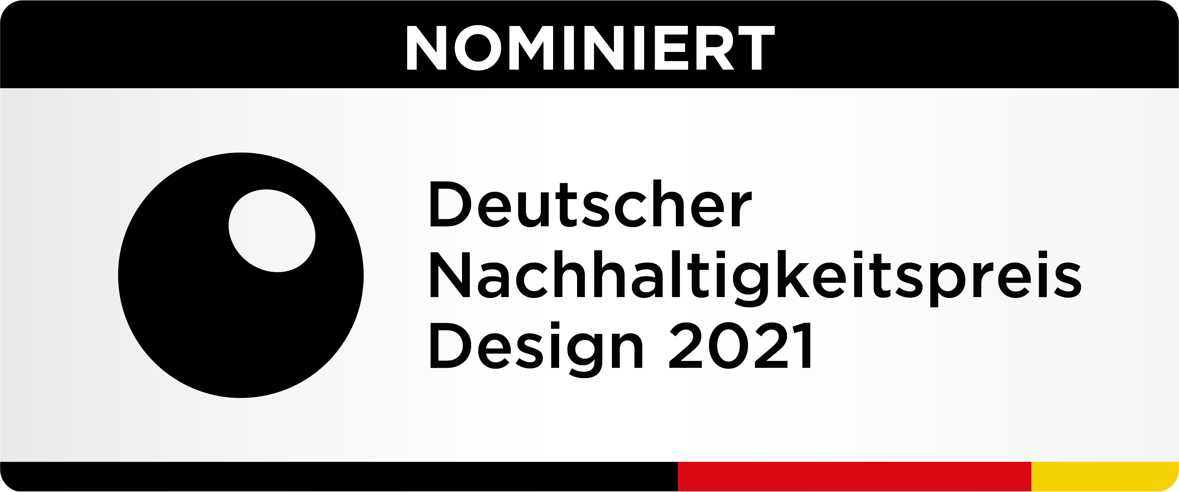 Logo der Nominierung für den Deutschen Nachhaltigkeitspreis Design 2021