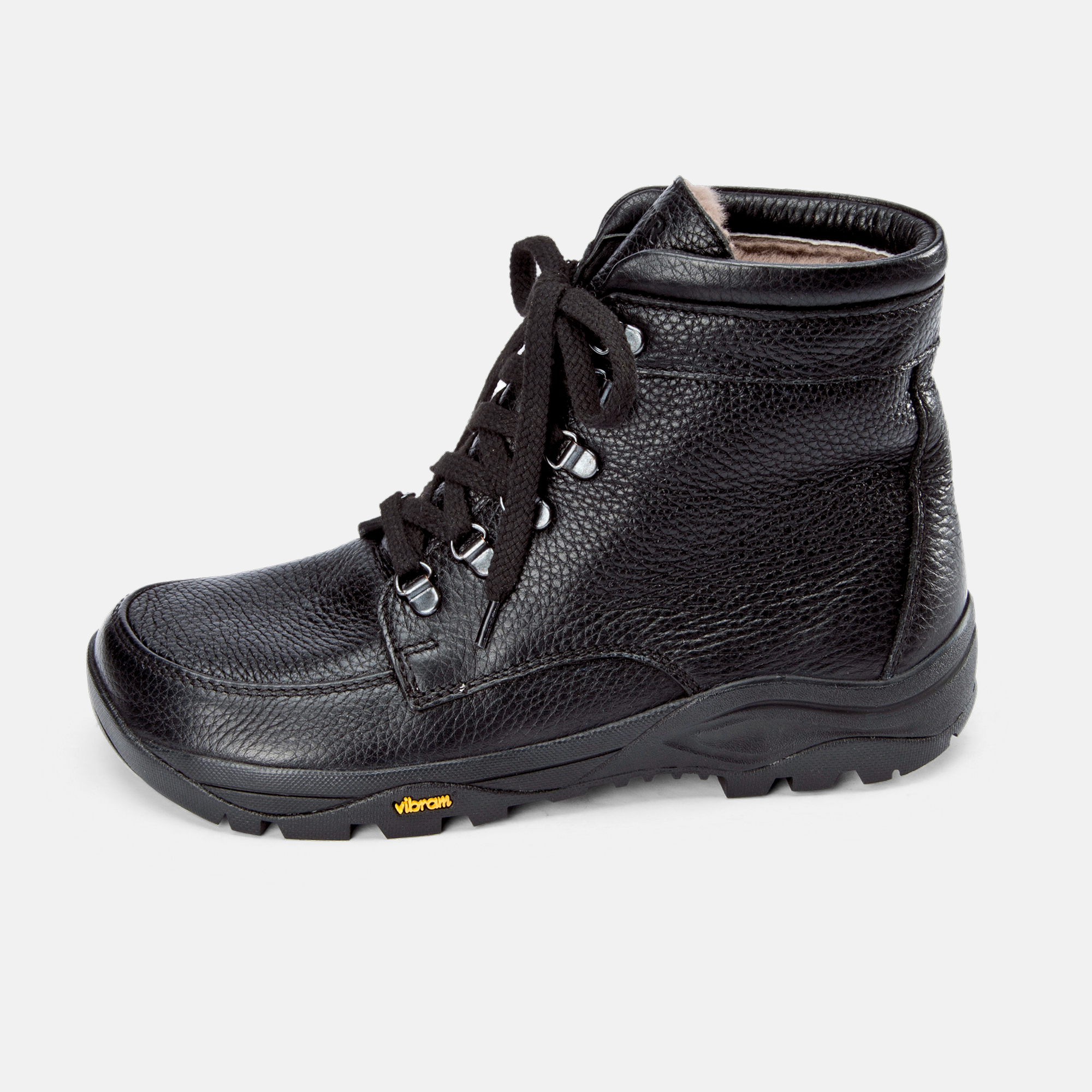 BÄR Schuhe Herrenschuhe Wanderstiefel Lammfellstiefel schwarz Rindnappaleder wasserabweisend Seitenansicht