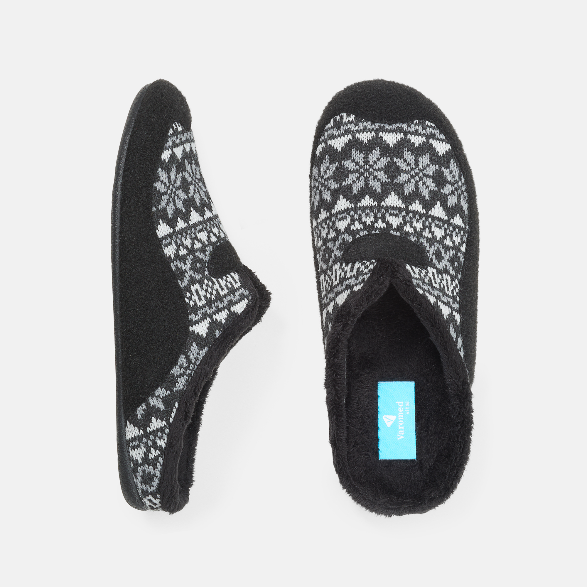 BÄR Schuhe Herrenschuhe Hausschuhe Vinzenz schwarz/grau 100% Polyacryl Ansicht von oben