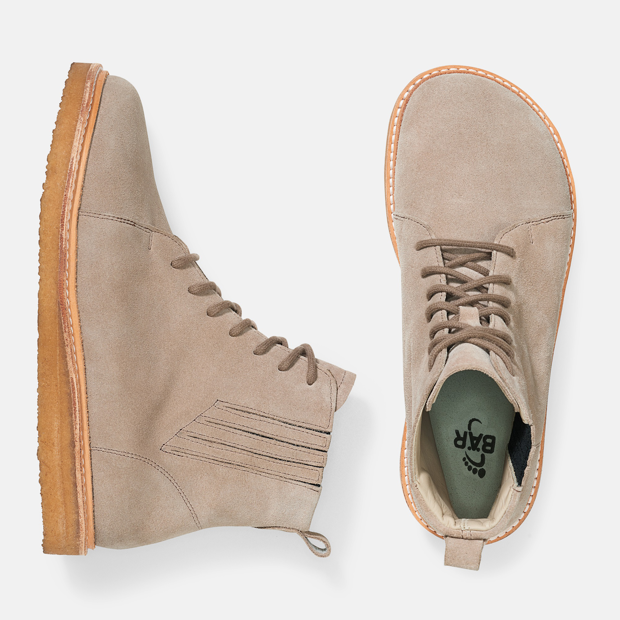 BÄR Schuhe Damenschuhe Freizeitschuhe Maud taupe Kalbveloursleder wasserabweisend Ansicht von oben